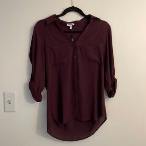 Purple express button down slim fit portofino shirt new with tags